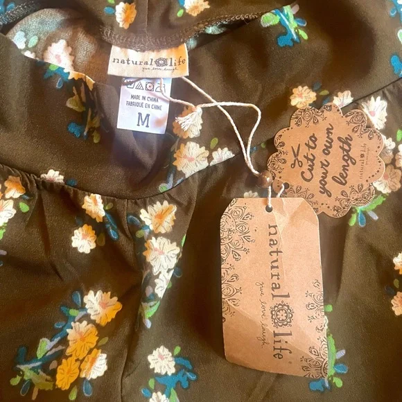 NATURAL LIFE Floral Boot Cut Pants - Green and White - Picture 2 of 3